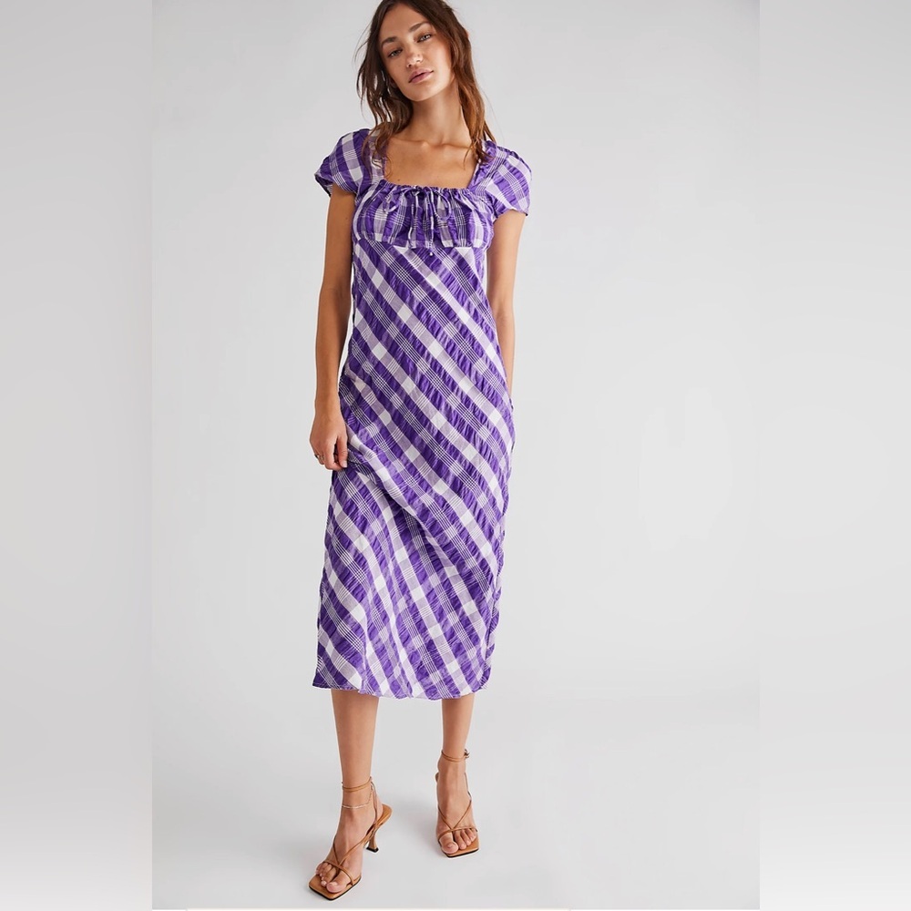 NEW Free People Natalya Midi Dress Purple White
